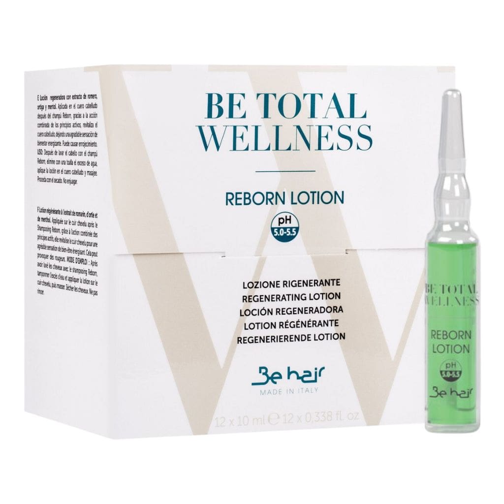 Be hair losjonas silpniems, slenkantiems plaukams BE TOTAL WELLNESS – REBORN (pH5-5.5), 12x10ml-min Be hair losjonas silpniems, slenkantiems plaukams BE TOTAL WELLNESS - REBORN (pH5-5.5), 12x10ml