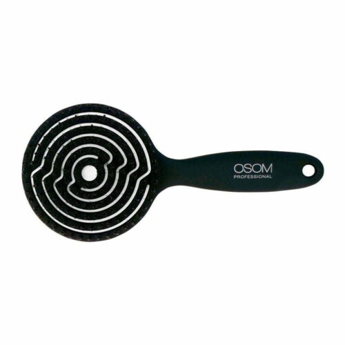 OSOM Professional apvalios formos šepetys plaukams, skirtas plaukų džiovinimui Lollipop Vent Brush Matte Black, juodas, su nailono spygliukais ir šerno šereliais