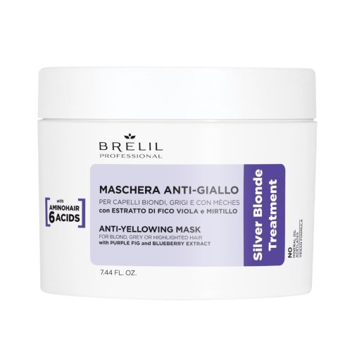 BRELIL plaukų kaukė šviesiems ir žiliems plaukams SILVER BLONDE ANTI-YELLOW MASK, 220ml-min BRELIL plaukų kaukė šviesiems ir žiliems plaukams SILVER BLONDE ANTI-YELLOW MASK, 220ml